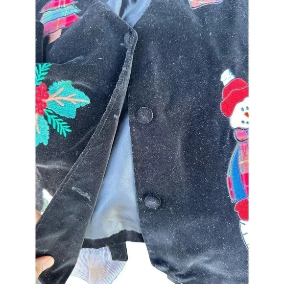 Westbound Petites Women's Black Christmas Cute Snowman Vest Size Petite Small - Picture 5 of 7